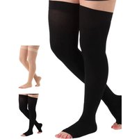1Pair Compression Thigh High Stockings 20-30mmHg for Swelling, Silicone Border & Open Toe Socks for Women & Men