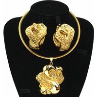 Dubai Gold Color Jewelry Sets For Women Necklace and Earring Fashion Pendant Jewelry Wedding Party Quality Bridal Gift FHK17113