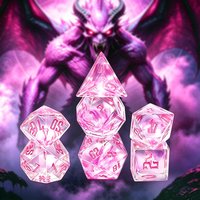 7pcs Dreamy Pink Crystal Dice Set-Sharp Resin Polyhedron DND Dice, Dungeons and Dragons RPG Dice, Adult Desktop Games, Perfect C