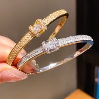 ZAKOL New 18K Gold Color Plated Shiny Cubic Zirconia Bracelets for Women Luxury Sparkling Crystal Versatile Jewelry Gift image 4