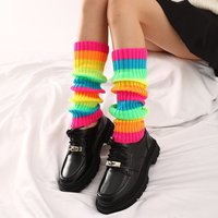 Fashion Y2K Lolita Leg Warmers Harajuku Japanese Kawaii Boot Socks Neon Ribbed Leg Warmers for Halloween Costume Accessories