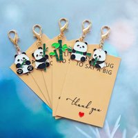 5Panda Pendant Keychain,With an inspirational thank-you card|Cute zinc alloy pendant,It's Christmas、Birthday、Wedding、Valentine's