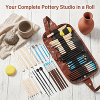 Professional Pottery Carving Tool Set with Storage Bag, Double-Head Clay Sculpting Kit for Pottery, Nail Art, Cake Decor