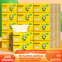 10-40 Packs 4Ply Bamboo Facial Tissue 240 Sheets Ultra Soft Natural Color Home Use Napkin