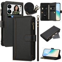Für Xiaomi 17 18 Pro Max 17T 5G Flip-Hülle mit Umhängefunktion, 9-Kartenfach, Reißverschluss, Lederhülle für Xiaomi 17 Ultra Wallet Funda Mi 17 Pro Capa