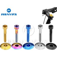 Wanyifa Titanium Bolt M6x35mm & Titanium Bowl Cover Top Cap Set for 1-1/8" Road Mountain Bike Headset Stem Bicycle Cycling Parts