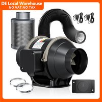 4" 360m³/h Duct Fan with Carbon Filter,Grow Tents Complete Air Extraction Kit with Speed Controller, Flexible Ducting for Grow Boxes, Greenhouses