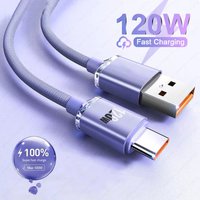 120W 6A Type C Cable Super Fast Charging USB C Data Cable For Samsung Realme Xiaomi Huawei Phone Quick Charge USB C Wire