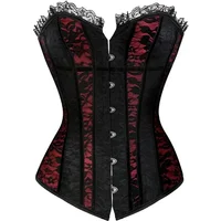 Women Gothic Lace Up Corset Top Vintage Victorian Overbust Sexy Steampunk Corselet Black Red Bustier Body Shaper
