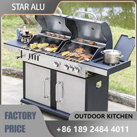 2-Zone Charcoal & Gas Grill Station Dual Chamber Commercial BBQ with Stainless Steel Frame,Heavy Duty for Luxury Outdoor Kitchen