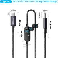 USB C to DC Power Cable 140W Type C to 5V 9V 12V 15V 20V 28V Adjustable Voltage Adapter Connector Cable for Laptop Routers