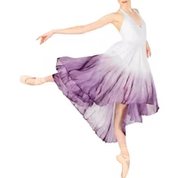 MiDee Contemporary Lyrical Dance Dress Women Girls Gradient Elegant Asymmetrical Hemline Modern Dance Stage Performance Outfit
