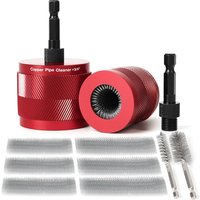 15mm & 22mm Kupferrohr-Reinigungsset für Bohrmaschinen mit 1/4 Zoll Sechskantschaft & 6 Bürstenblättern & 2 Rohrreinigungsbürsten, Sanitärwerkzeuge zum Entfernen von Rost, Flecken & Farbe (1/2 Zoll &