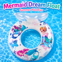 1PC Transparent Mermaid Inflatable Swim Ring PVC Glitter Pool Float Ring Luxury Swimming Tube with Backrest Summer Beach Water