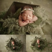 0-1 Monate Neugeborenen Fotoshooting Requisiten Weiche Hohe Dehnbare Wrap Kopfbedeckung Hut Ölgemälde Hintergrund Baby Fotografie Zubehör