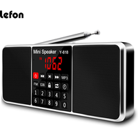 Lefon Digital FM Radio Receiver Speaker Stereo MP3 Player Support TF Card USB Drive LED Display Time Shutdown Portable Radios