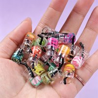 10pcs Kawaii Mixed Resin Drink Bottle Charms, Mini Fruit & Bubble Tea Pendants for Jewelry Making