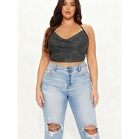 Plus Size New Sexy Sequin Halter Neck Camisole Versatile Elegant Party Sleeveless Women's Vest Y2k Clothes Black Inner Layer Top