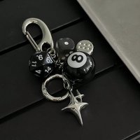 1pc 8-ball Dice String DIY Pendant Handmade Retro Style Keychain Suitable for Gifts Keys Chain Car Decorations
