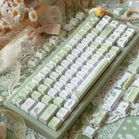 Keycaps Summer Rain Cherry Pbt Material Personality Cute Fresh Light Green Eye Protection Summer Keycaps 130Keys