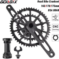 GOLDIX Ultralight Road Bike Crankset 165/170/175mm Crank Aluminum Alloy Hollow Bicycle Crankset Double Chainring 50-34T/53-39T