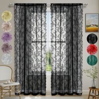 1pc Romantic Lace Sheer Curtain, Flower Lace Window Curtains for Living Room Bedroom Home Decor, Window Screening Rod Pocket image 4
