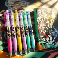 Anime Demon Slayer Gel Pens 6 Pack - Quick Dry Ink, Smooth Writing, Perfect Stationery Gift for Students & Collectors