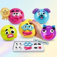 Detachable Face Pinching DIY Fidget Dog Face Balls Match Expression Squishy Balls, Moveable Parts Stress Relief Fidget Toys