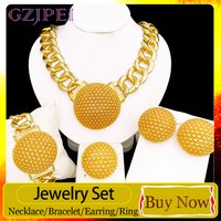 GZJPEI Luxury Gold Color Jewelry Set Dubai Nigeria Design Round Pendant Jewelry For Women Lover Valentine's Day Gift 2026 New