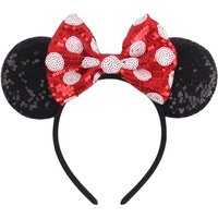 1pc Classic Sequin Hairband Mickey Minnie 3.5 " Mouse Ear Headband Fashion Polka Dot Theme Park Party Women's Hair Accessory