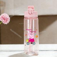 900ml Peppas Pig Water Bottle Cute Cartoon George Boy Girl School Drink Cup Large Capacity Kid Sport Outdoor Travel Straw Bottle