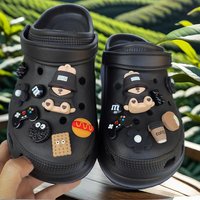 New Fashion Charms for Black Cute Fisherman Bear Detachable Clogs Shoe Buckle Cute shoe Accessories Decoration for Girls Gift