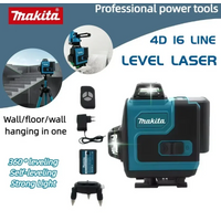 Makita 18V 6.0Ah Lithium Battery16 Lines Green Beam Laser Level 360° Auto Self Leveling Measuring for Building Construction tool