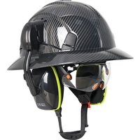 CE Full Brim Safety Helmet w/ Built In Goggles Earmuffs HDPE Construction Hard Hat Outdoor Working Rescue Cap Head Protection