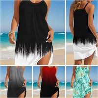 New Womens Summer Sleeveless Solid Color 3d Strap Beach Dress For Women Sexy bohemia Mini Dress Sleeveless Party Evening Dresses