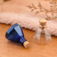 2x Faceted Gemstone Cut Glass Bottle Pendant Mini Crystal Vial With Wooden Cork Message In A Bottle Necklace Charm Jewelry Makin