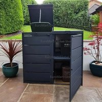 Durable Triple Wheelie Bin Storage Cabinet Expandable Garden Garbage Can Shed Outdoor Rubbish Bin Housing with Bin Cover