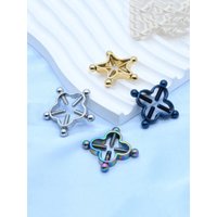 2Pcs 316L Stainless Steel Adjustable Nipple Rings for Women, Star Shaped Flower Shaped Clip On Nipple Ring Fake Piercing Jewelry
