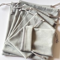 10Pcs Grey Drawstring Velvet Drawstring Pocket Jewelry Dust-proof Storage Bag Dust-proof Velvet Bag