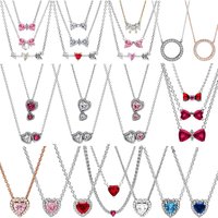 Colorful Heart-Shaped 925 Sterling Silver Pendants Necklace Original Elevated Heart Necklace Lover's Holiday Fine Jewelry Gifts