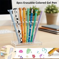 8Pcs/Set Colorful Erasable Cartoon Gel Pens, 8 Different Color Refills, Cute Cartoon Designs, 0.6mm Colorful Refills, Gel Pens for Note-Taking, Marking Gel Pens, Colorful Marking Pens for Study and