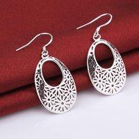 Hot 925 Silver Carved Oval Earrings For Women Retro Classic Jewelry Fashion Party Wedding Holiday Gifts