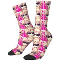 Funny Yuri Ayato Tamura Yui Football Socks Yarichin B Club Amine Polyester Middle Tube Socks for Women Men Breathable