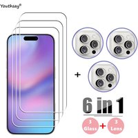 For iPhone 16 Pro Max Tempered Glass iphone 16 15 14 13 12 11 Pro Max Screen Protector Protective Phone Lens Film iphone 16 Pro