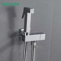 Samodra Bidet Shower Wall Mounted Toilet Bidet Sprayer Set Brass Valve Bathroom Alloy Black Handheld Self Cleaning Bidet Faucet