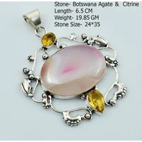 Genuine Opal Agate Jasper Prehnite Pendant