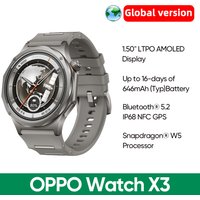 OPPO Watch X3 Smart Watch Global Version Ultra-Light Titanium Alloy Case 1.50" LTPO AMOLED Display 16-day Battery Life NFC IP68