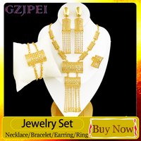 GZJPEI Long Tassel Jewelry Set For Women Wedding Banquet Jewellry Accessories Trendy Nigerian Dubai Gold Color Jewellery 2026