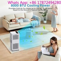 8000 BTU portable AC, dehumidifies, fan mode, remote control, 24h timer, cools 750 sq. ft. spaces