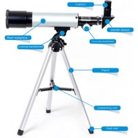 Astronomical Refractor Telescope F36050 Portable Travel Telescope With Optional Phone Clip Star Chart Compass For Student Astro